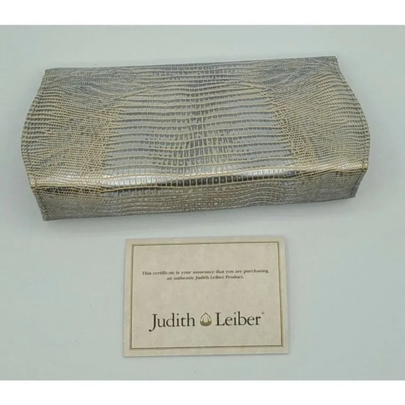 Vintage Judith Leiber Metallic Lizard Crystal Grannycore Eyeglass Case - Picture 3 of 8